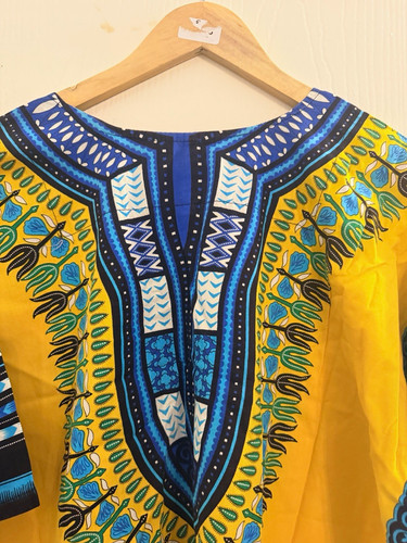 Yellow african print dashiki - print,