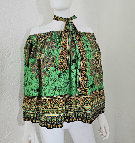 Women green african print - green,