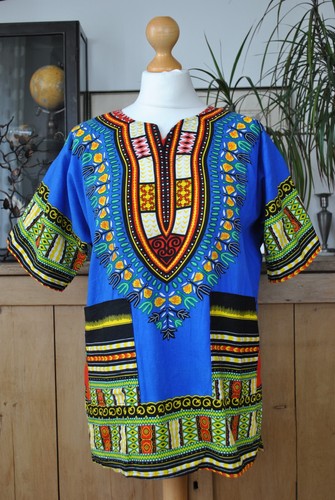 Blue african print tunic top - print,