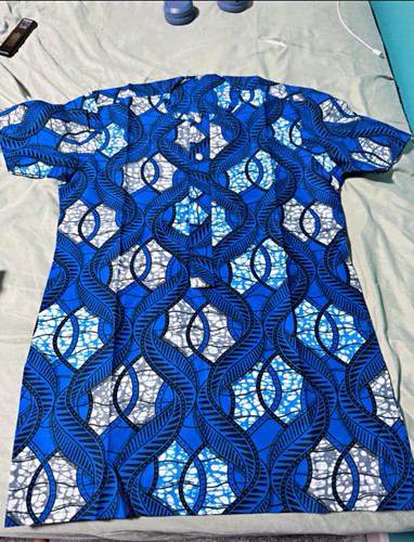 Blue dashiki top shirt - top, short