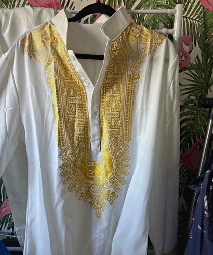 Men white cotton dashiki set - men's,