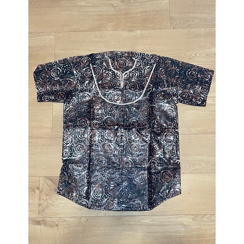 Brown black batik spiral print - brown,