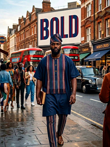Men navy cotton dashiki - navy,